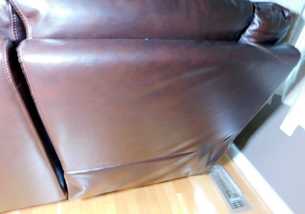 Brown Leather Reclining Sofa w/ Nailhead Trim - 9