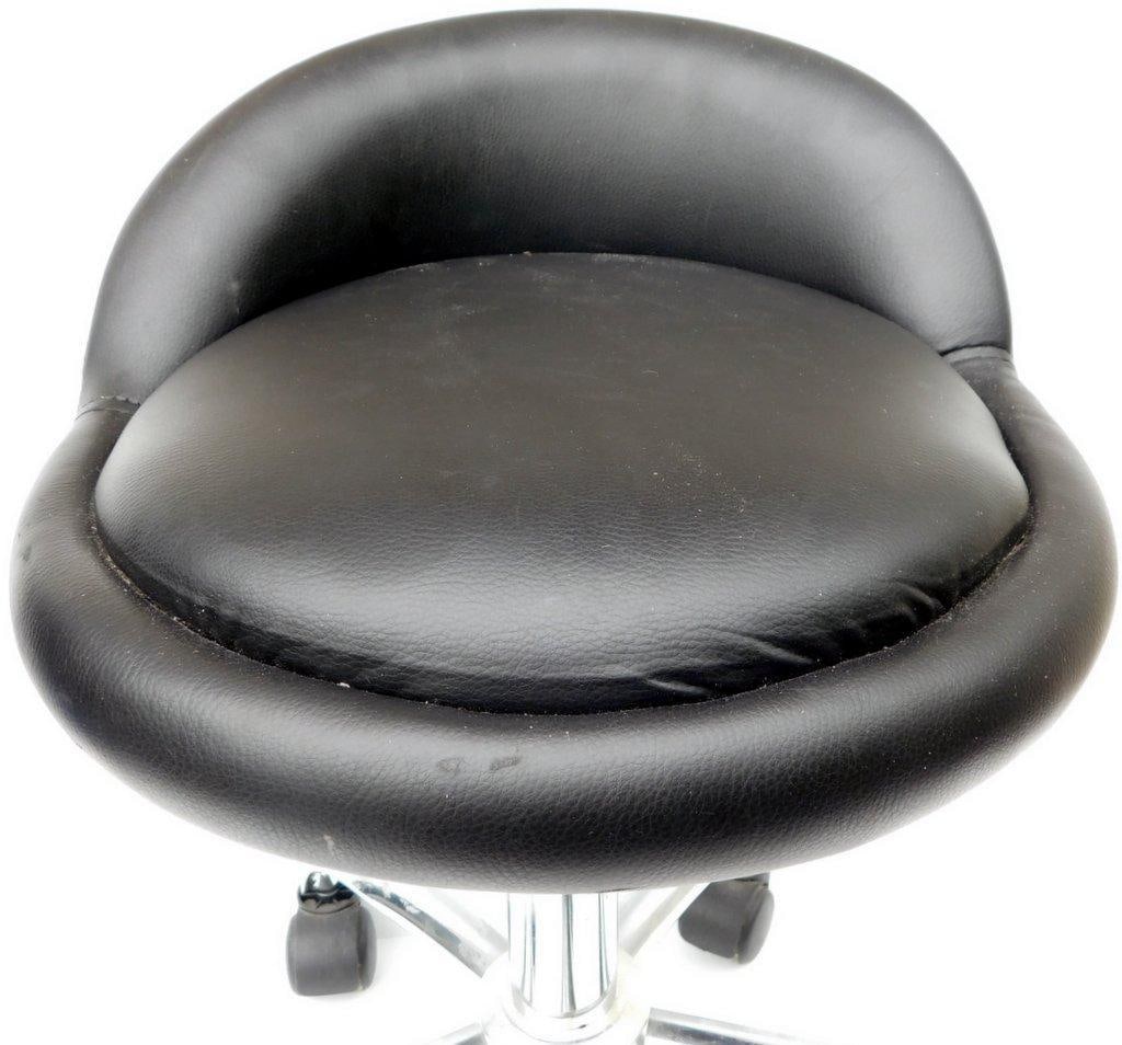Black Adjustable Swivel Office Stool w/ Chrome Base and Casters - 3