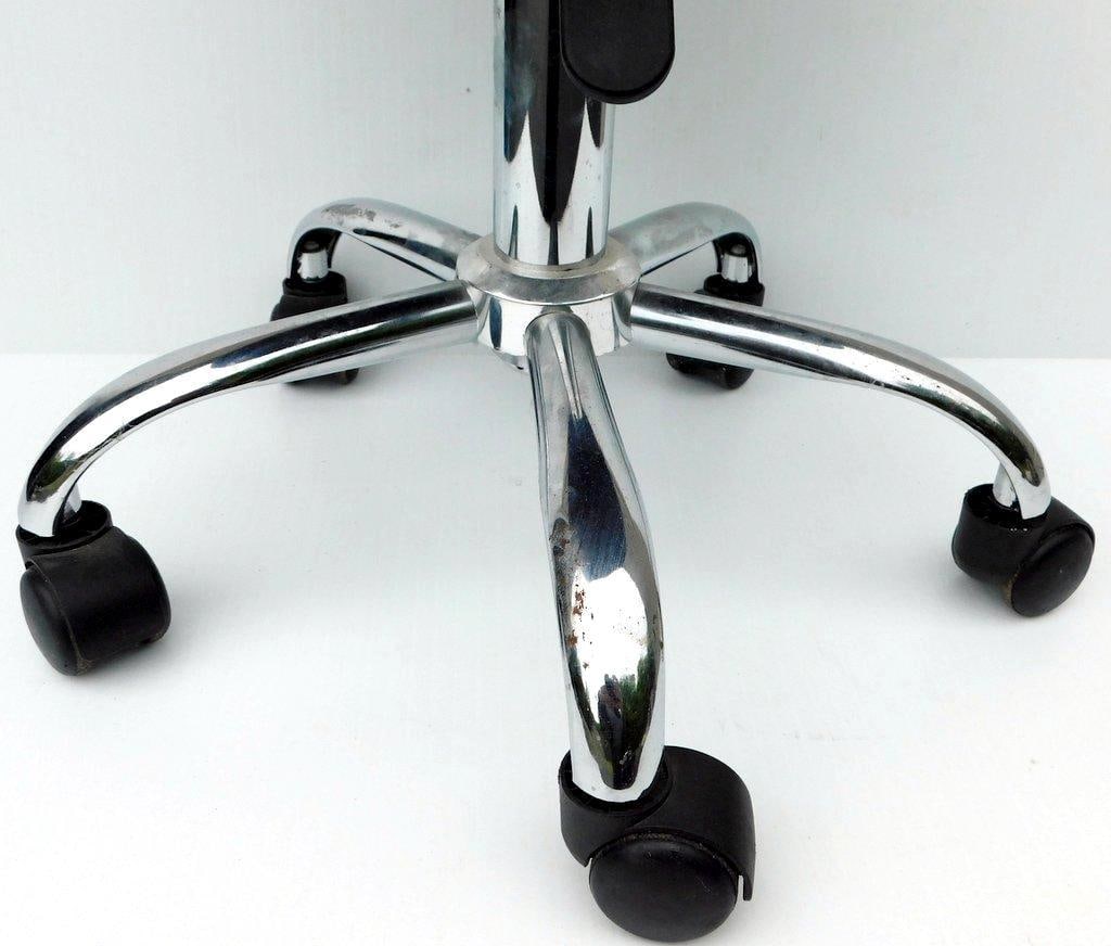 Black Adjustable Swivel Office Stool w/ Chrome Base and Casters - 4
