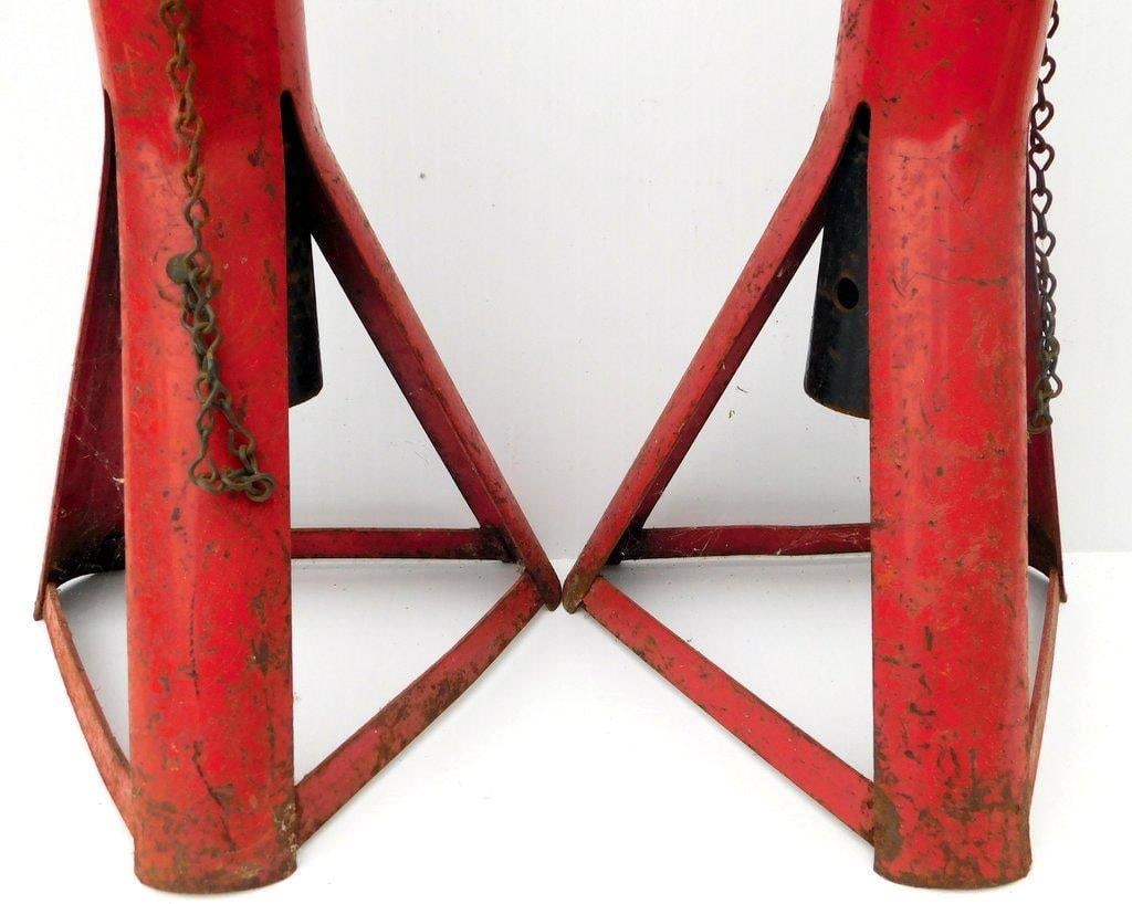Red Steel Adjustable Jack Stands w/ Safety Chains - 2
