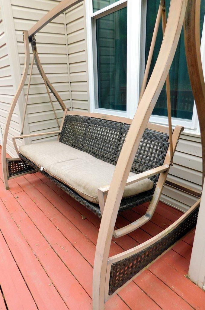 Outdoor Swing w/ Wicker Frame and Sunbrella Cushion - 7