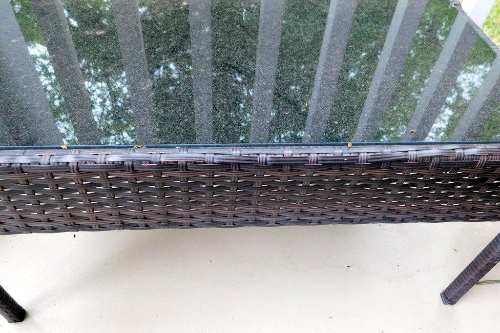 Outdoor Wicker Patio Chair and Glass-Top Table Set - 3