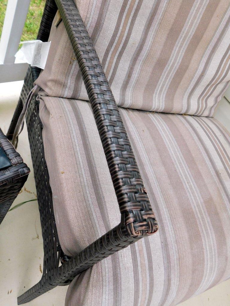 Outdoor Wicker Patio Chair and Glass-Top Table Set - 5