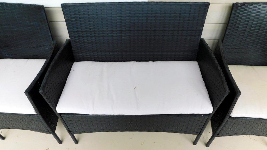 Black Wicker Patio Furniture Set w/ Cushions - 2