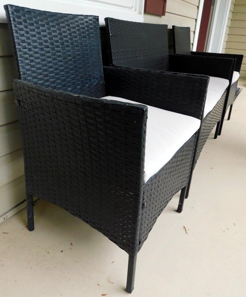 Black Wicker Patio Furniture Set w/ Cushions - 3