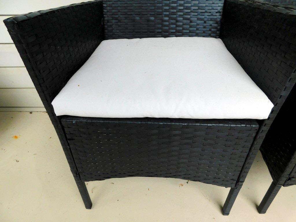 Black Wicker Patio Furniture Set w/ Cushions - 4