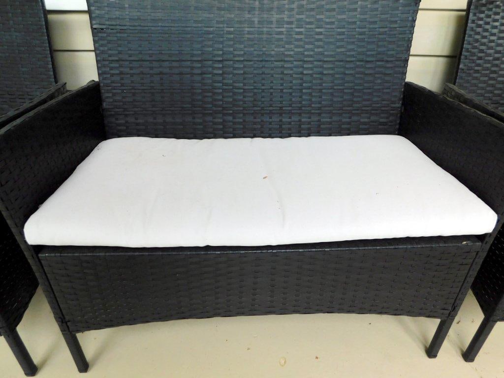 Black Wicker Patio Furniture Set w/ Cushions - 5