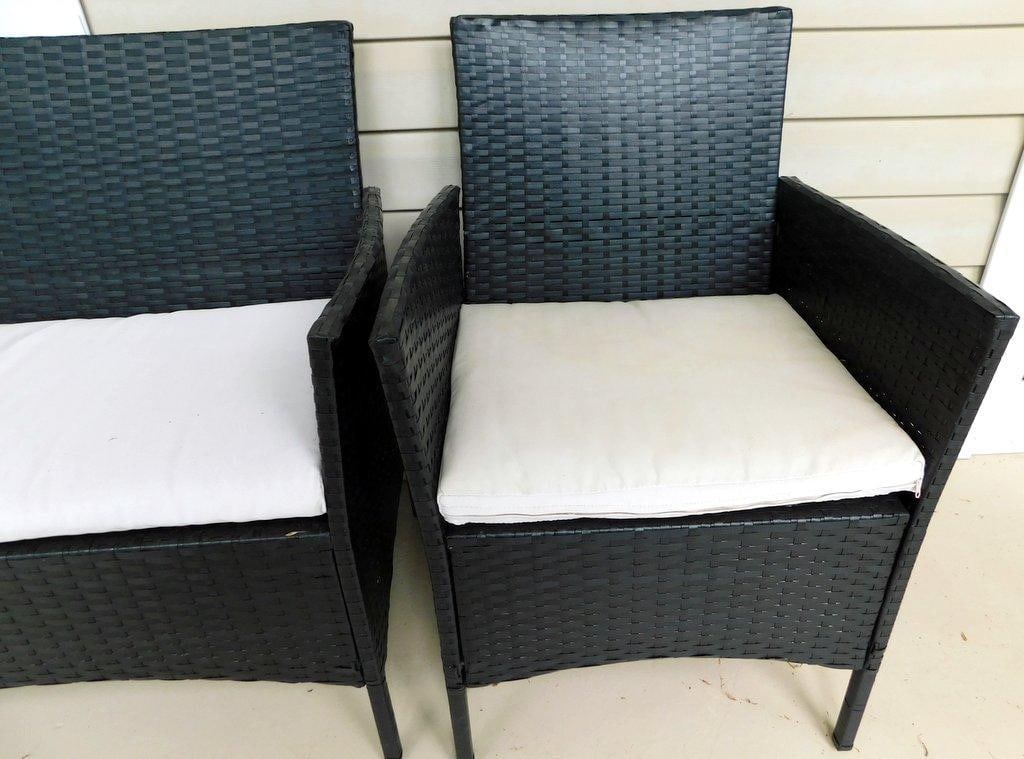 Black Wicker Patio Furniture Set w/ Cushions - 6