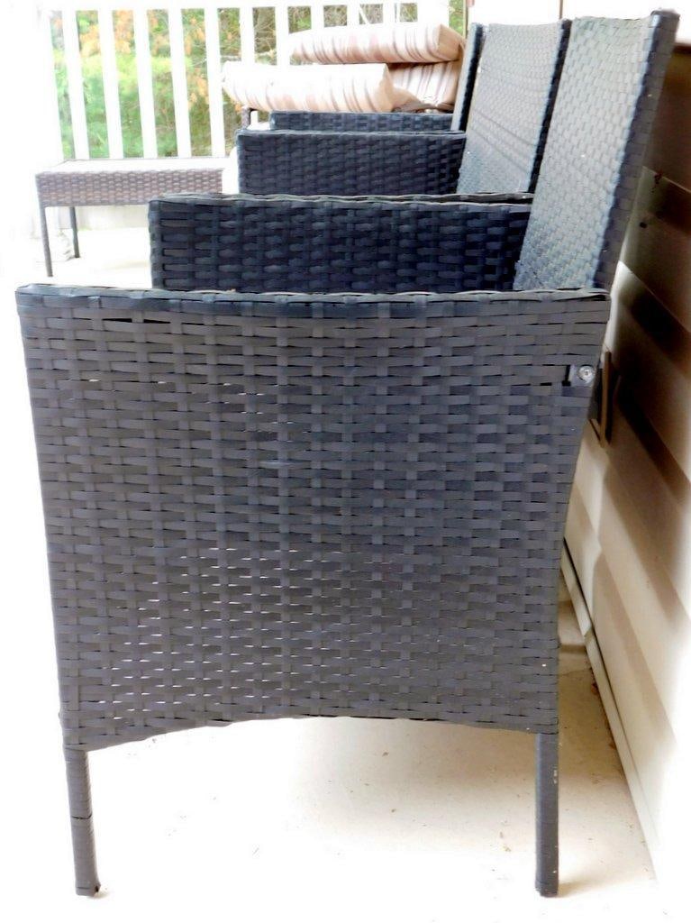 Black Wicker Patio Furniture Set w/ Cushions - 8