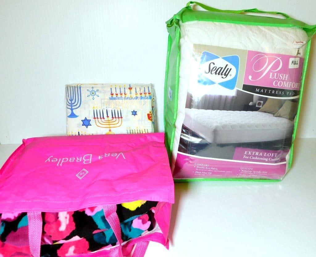 Group Lot: Sealy Plush Comfort Mattress Pad, Fleece Blanket, and Hanukkah Sheet Set (1 of 9)