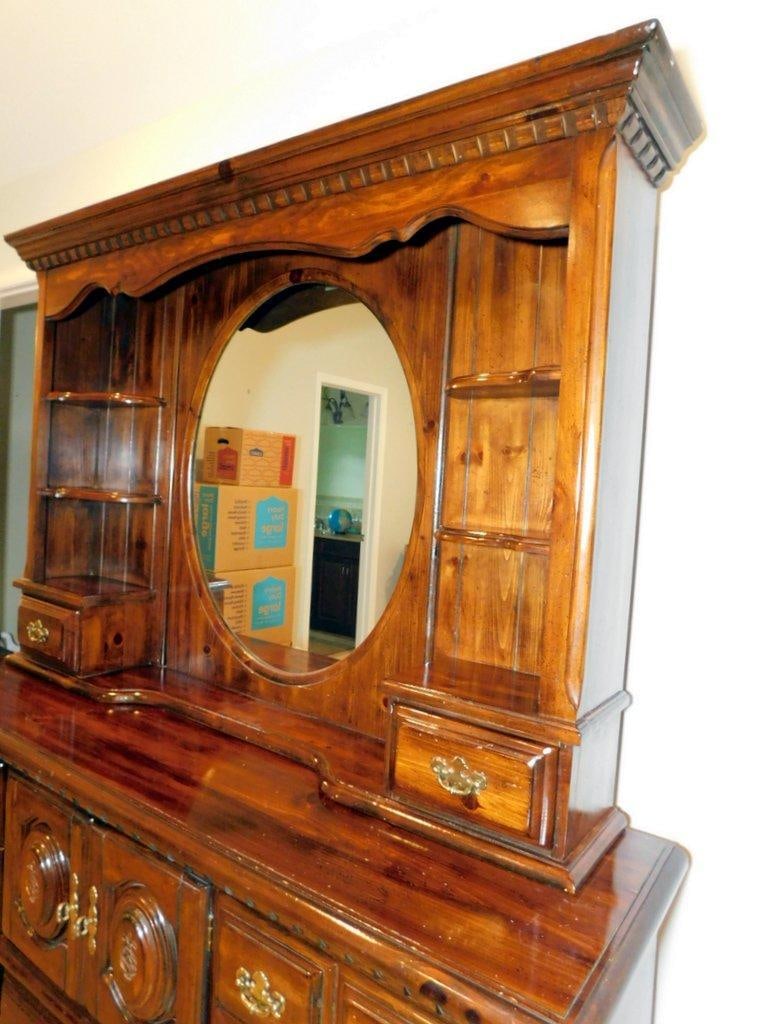 Wooden Matching Bedroom Set with Mirror, Drawers, and Carved Accents - 10