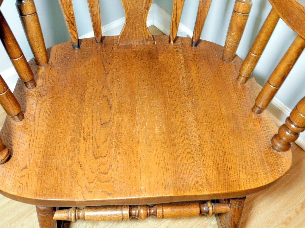 Carved Oak Rocking Chair w/ Heart Detail - 3