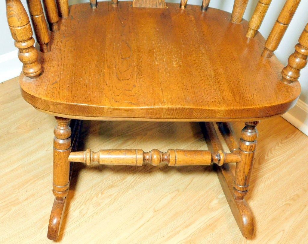 Carved Oak Rocking Chair w/ Heart Detail - 6