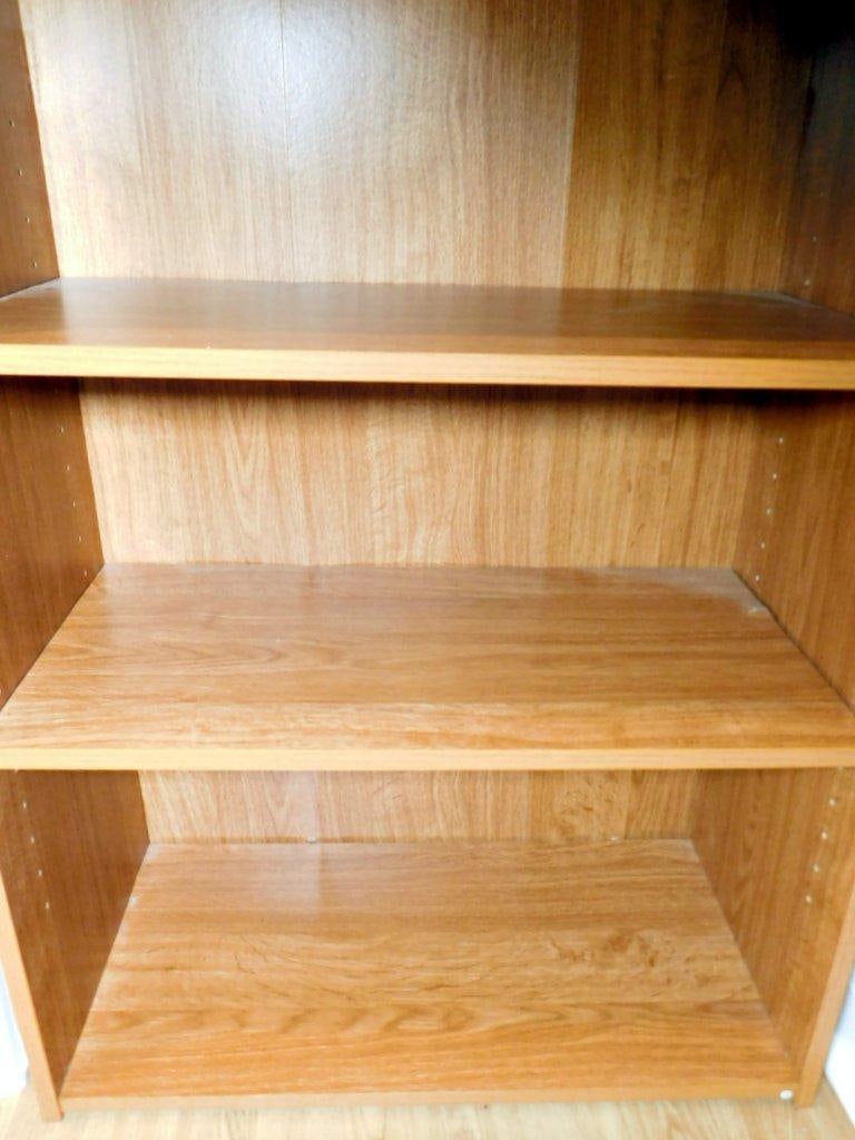 Plastic Sterilite 3-Drawer Cart and Wooden 3-Shelf Bookcase Storage Lot - 7