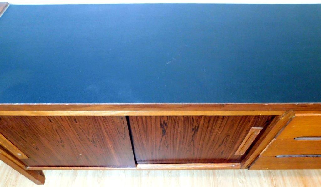 Mid-Century Modern Wood Credenza w/ Sliding Doors and Drawers - 3