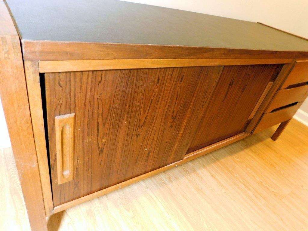 Mid-Century Modern Wood Credenza w/ Sliding Doors and Drawers - 4