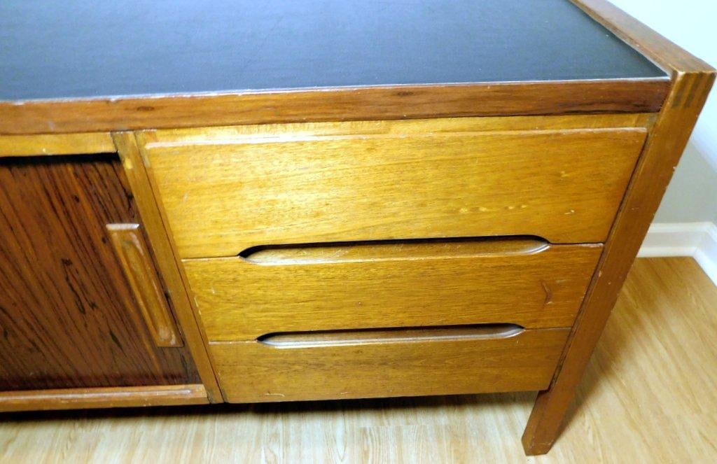 Mid-Century Modern Wood Credenza w/ Sliding Doors and Drawers - 6