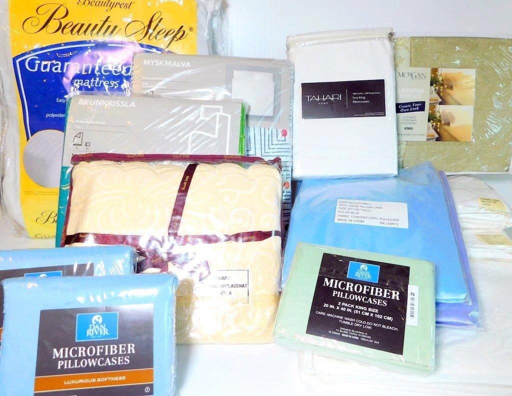 Bedding Lot Including Sheets, Pillowcases, and Mattress Protector, New (1 of 15)