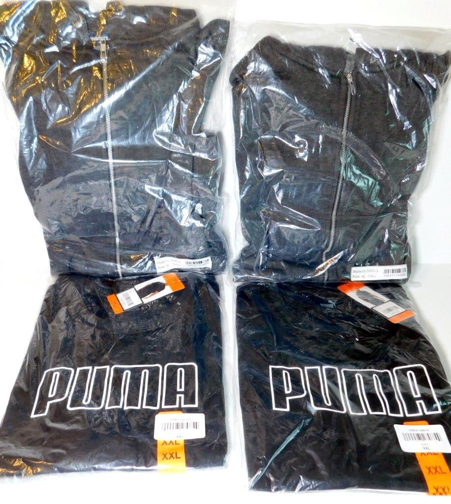Four Apparel Items, Including Hoodies and T-Shirts, XL and XXL Sizes: Includes two PUMA shirts, Also includes two black zip-up hoodies in size XL Tall All items are new, sealed in their original packaging with size tags and product labels Suitable for casual wear and