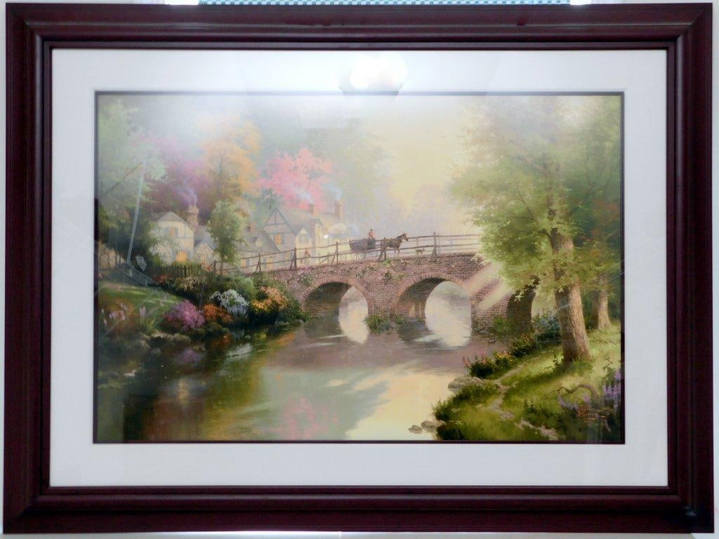 Thomas Kinkade Framed Print of a Bridge Scene w/ Cottage (1 of 10)