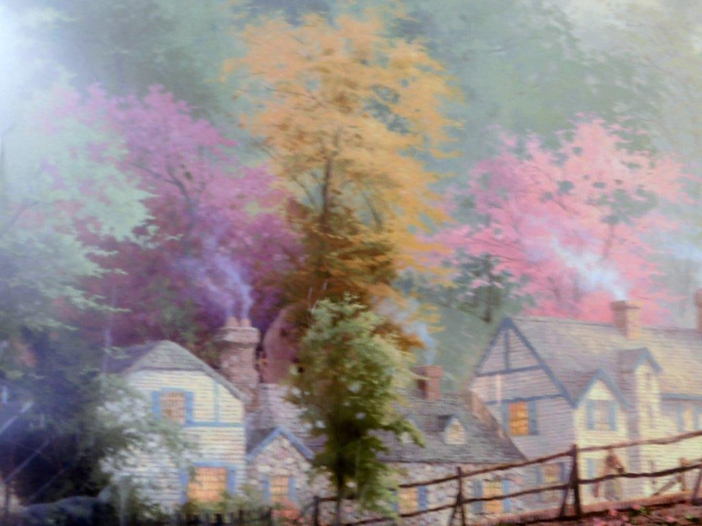 Thomas Kinkade Framed Print of a Bridge Scene w/ Cottage - 7