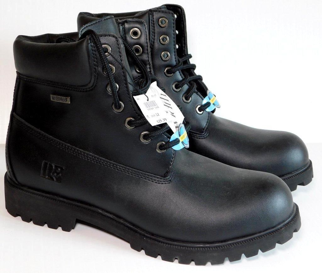 Rugged Outback Waterproof Men's Black Boots, Size 12 Wide, New w/ Tags: Rugged Outback men's waterproof boots in black Features a durable leather upper, lace-up closure with metal eyelets, and reinforced stitching. Wide width, size 12 Designed with a rugged sole for