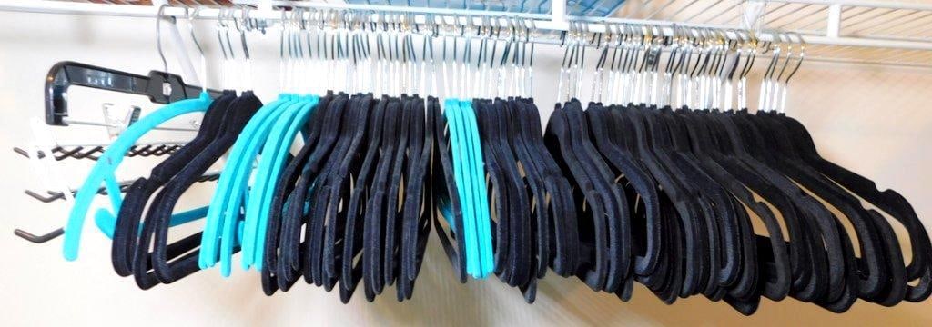 Black and Blue Flocked Clothes Hangers (1 of 4)
