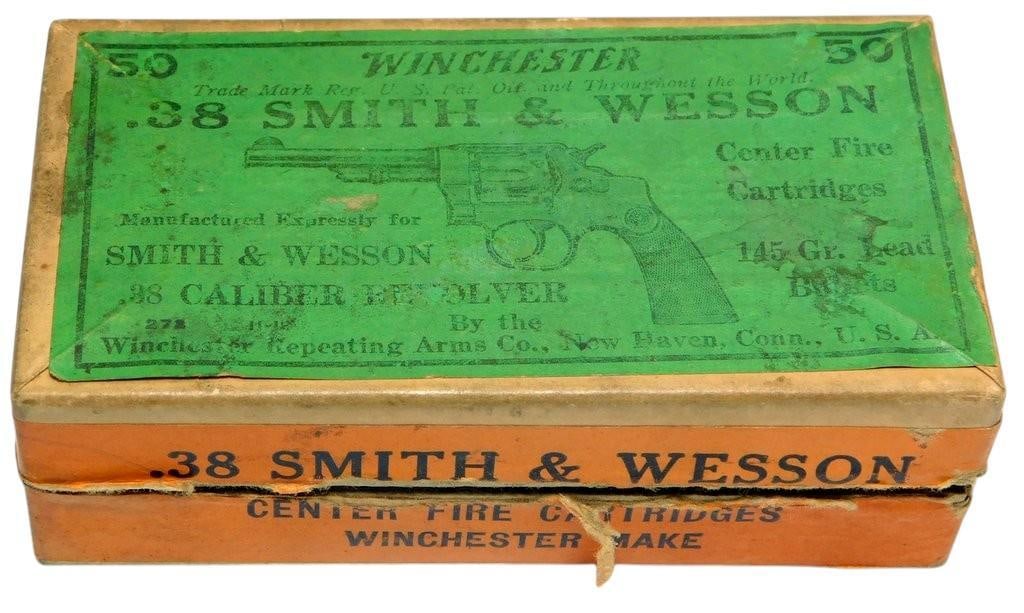 Winchester .38 Smith & Wesson Center Fire Cartridge Box, Partially Full, No Shipping - 2