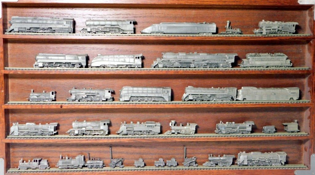 Franklin Mint Worlds Greatest Locomotives Complete Set Wood Display - 7