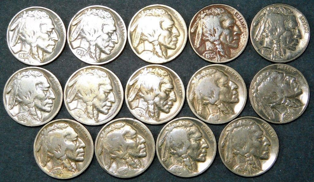 14 Buffalo Nickels Circa 1920--1930s - 7