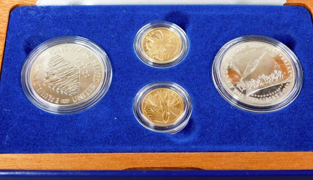 United States Constitution 4-Coin Set w/ Box and Sleeve, Complete - 2