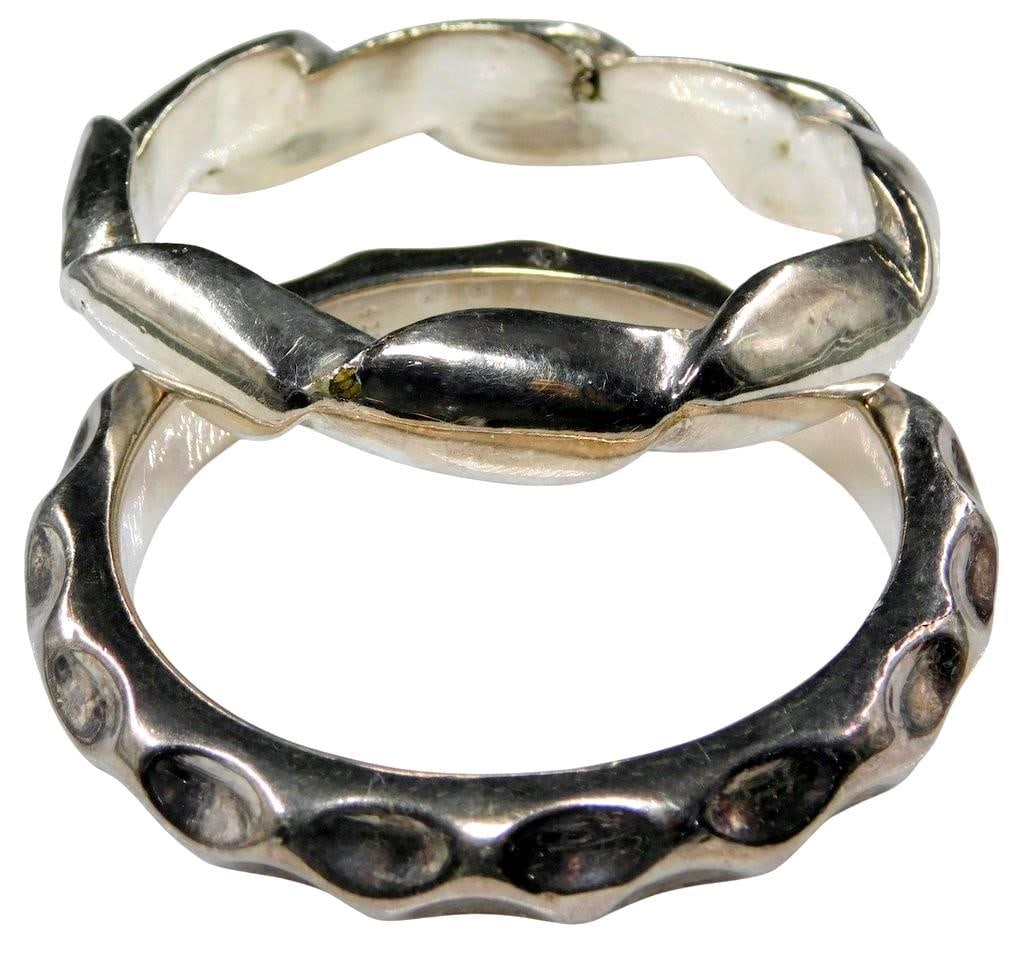 Sterling Silver 925 Bracelets w/ Textured Designs - 2
