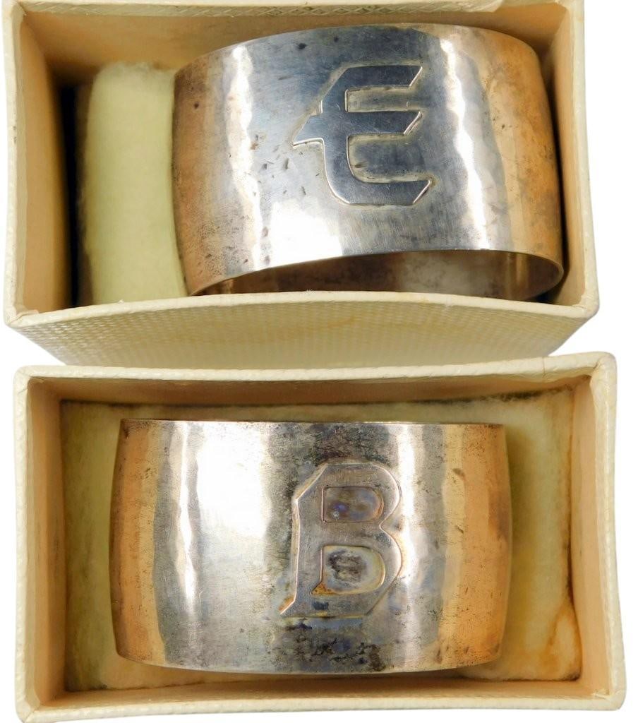 Konrad Hoffmann Sterling Silver Napkin Rings w/ Monograms - 7