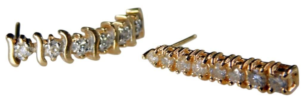 14K Gold and Diamond Tested Earrings, 1.3 dwt- MIS-MATCHED - 2
