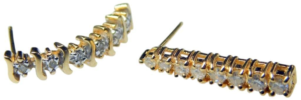 14K Gold and Diamond Tested Earrings, 1.3 dwt- MIS-MATCHED - 3