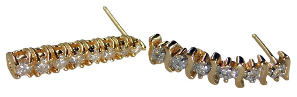 14K Gold and Diamond Tested Earrings, 1.3 dwt- MIS-MATCHED - 7