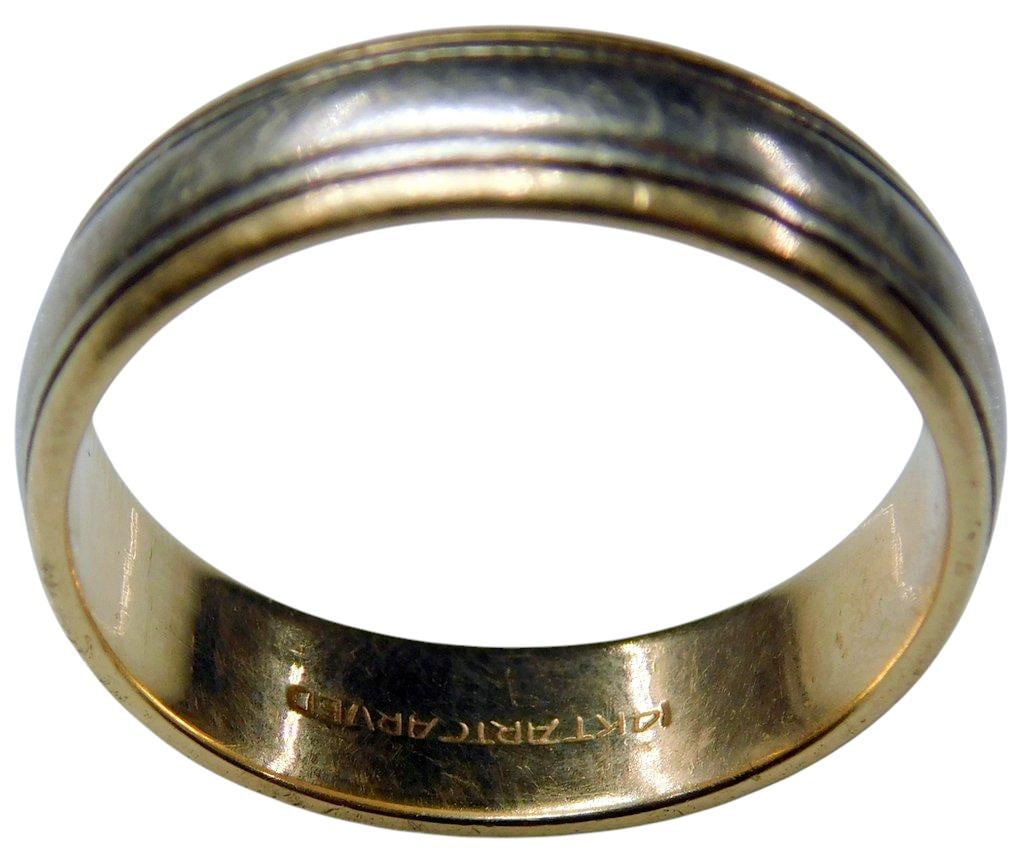 14K ArtCarved Two-Tone Gold Men's Band, Size 10.5, 4.20 DWT - 2