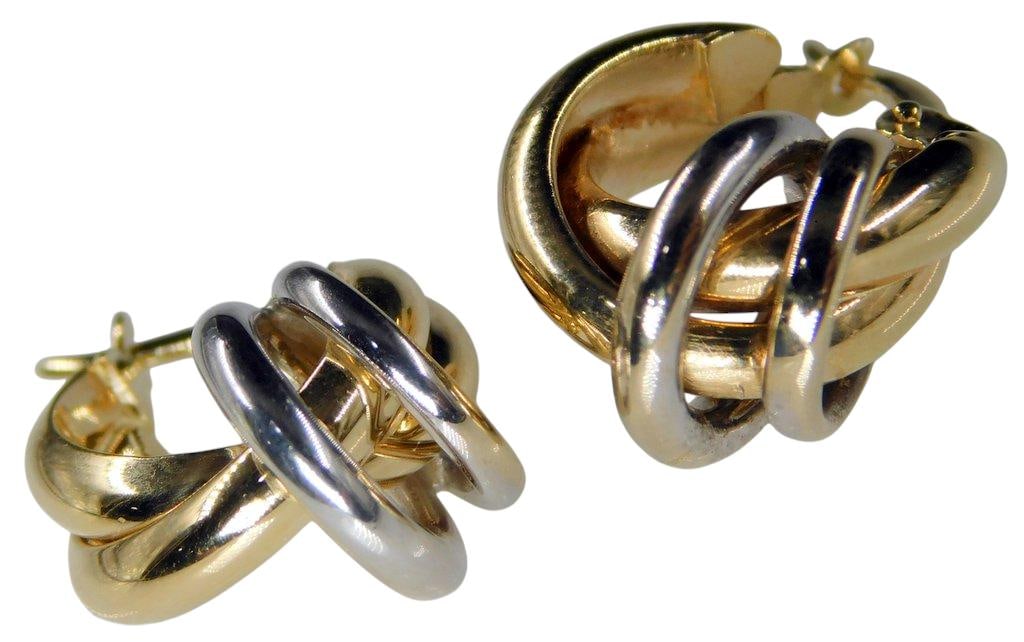 14k Gold and White Gold Knot Design Earrings, 1.90 dwt - 2