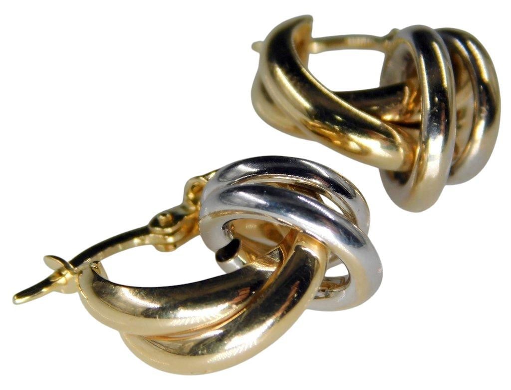 14k Gold and White Gold Knot Design Earrings, 1.90 dwt - 3