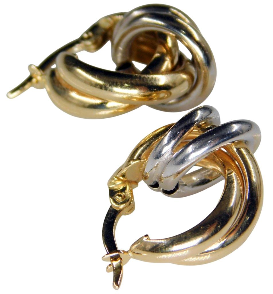 14k Gold and White Gold Knot Design Earrings, 1.90 dwt - 4