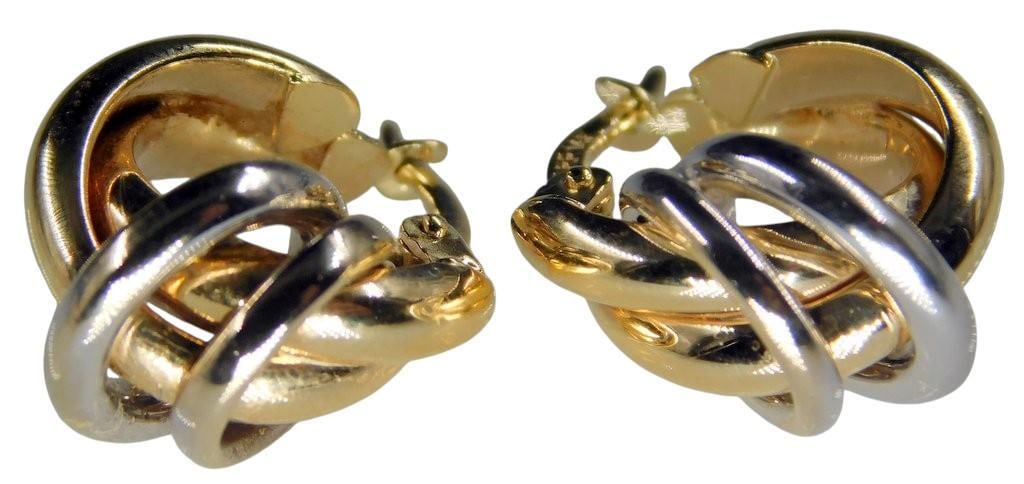 14k Gold and White Gold Knot Design Earrings, 1.90 dwt - 7