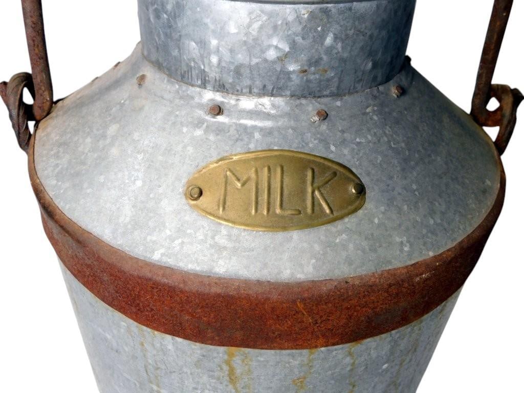 Galvanized Steel Milk Can w/ Iron Handle - 2