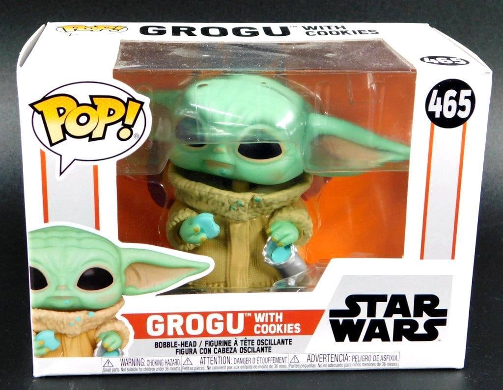 Star Wars Funko Pop! Mandalorian Grogu with Cookies New In Box: Star Wars Funko Pop! Mandalorian Grogu with Cookies New In Box Baby Yoda Vinyl Bobble head Approximately 4 inches tall Box Condition: very good condition