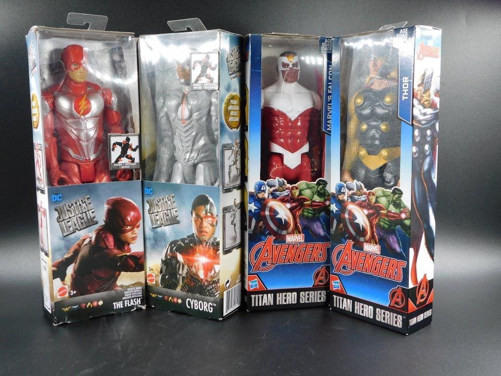 (Lot of 4) Marvel Action Figures - Falcon, The Flash, Cyborg, Thor New In Box - 2