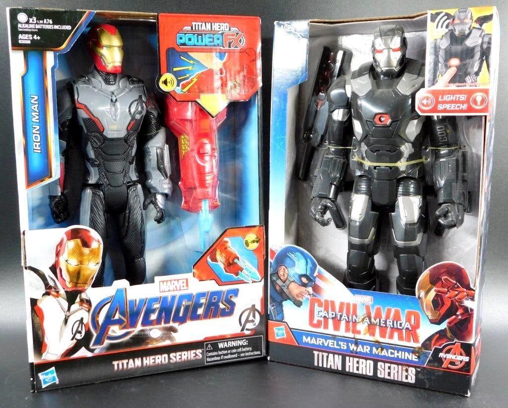 (Lot of 2) Hasbro Marvel Titan Hero Series Power FX Iron Man and Captain America New In Box: (Lot of 2) Hasbro Marvel Titan Hero Series Power FX Iron Man and Captain America New In Box Both 12 inches tall Iron Man Power FX includes power launcher which activates character specific phrases and