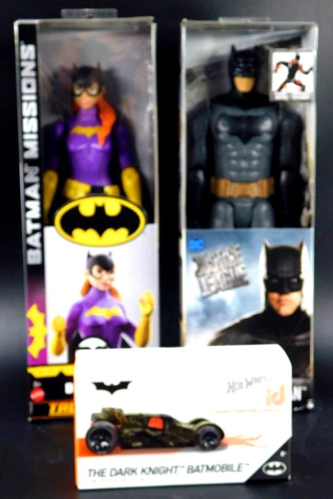(Lot of 3) Batman, Batgirl, and Bat Mobile action figures (1 of 9)