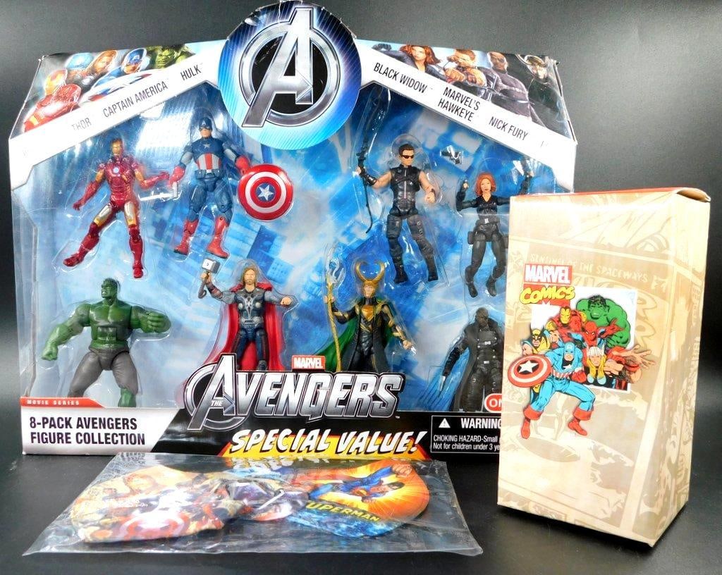 (Lot of 3) Marvel Avengers 5 pack Action Figures, Superhero Face Masks, Travel Mug- All NIB (1 of 12)