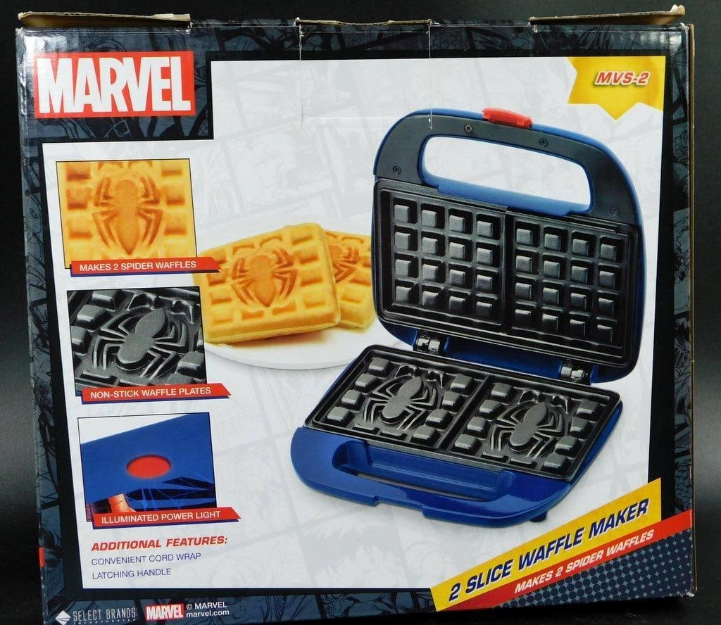 Marvel Spider-Man 2-Slice Waffle Maker: Marvel Spider-Man 2-Slice Waffle Maker Makes 2 waffles at a time Spider-themed imprints on each waffle Contained in good condition box with light edge wear