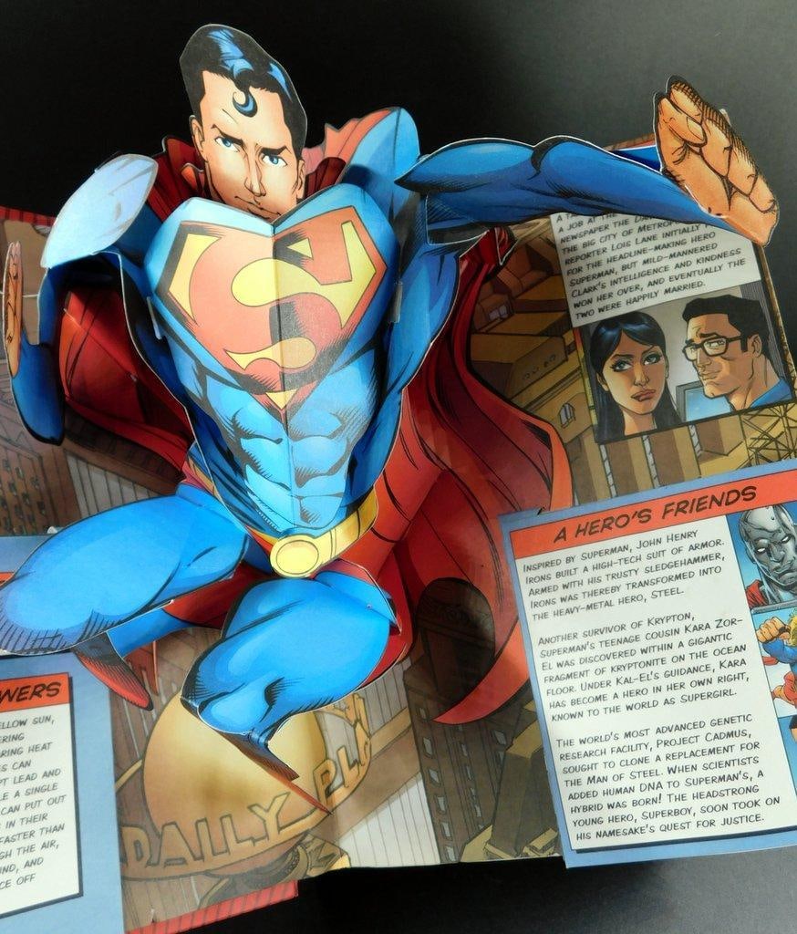 (Lot of 2) 3D-themed Comic Book Collectibles: DC Pop-up Book and Marvel Pop-up Calendar - 3