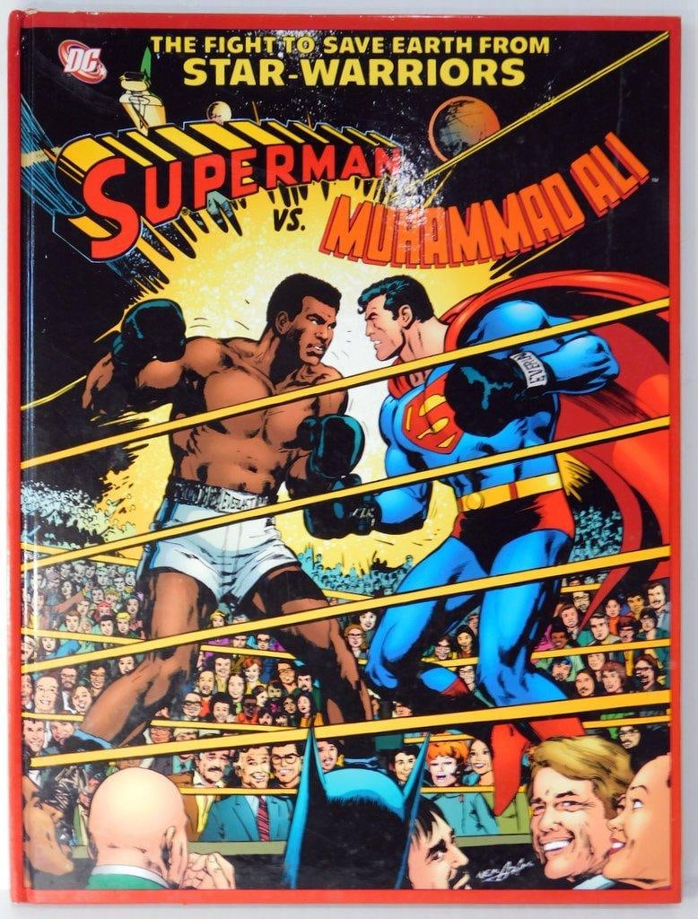 Hardcover Superman vs Muhammad Oli Oversized Hardcover -DC: Superman vs Muhammad Oli Oversized Hardcover -DC The Fight To Save The Earth From Star-Warriors Some minor storage damage on top edge Cover and back look new 